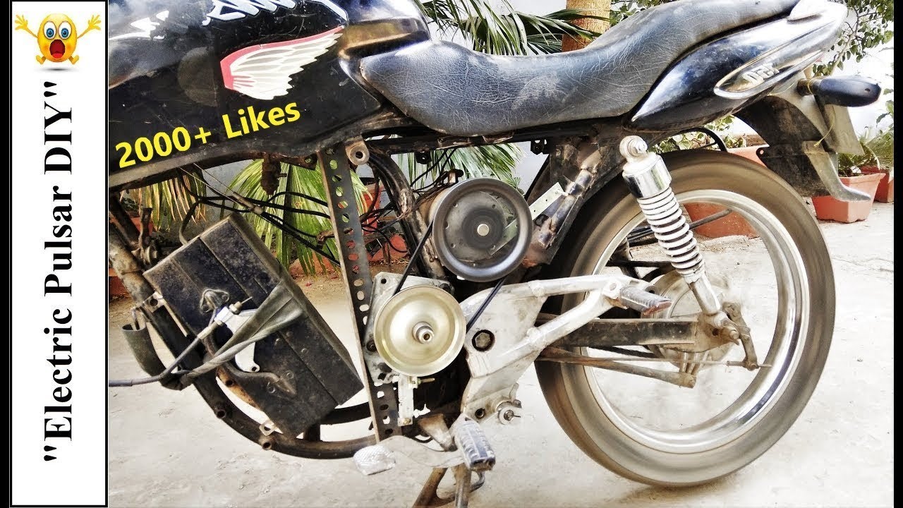 SIMPLEST ebike using 36v 10A DC Motor & 12V UPS Battery - Pulsar to Electric Bike Motorcycle