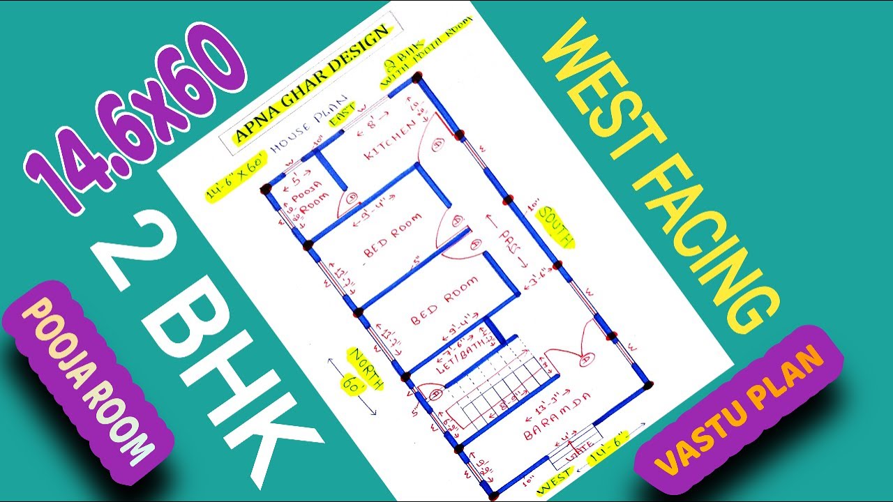 14x60 HOUSE DESIGN II 14x60 WEST FACING HOUSE II GHAR KA NAKSHA II VASTU HOUSE PLAN II 14x60 ME GHAR