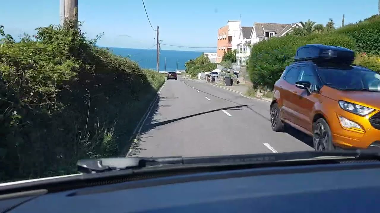 Driving  down  to Woolacombe beach
