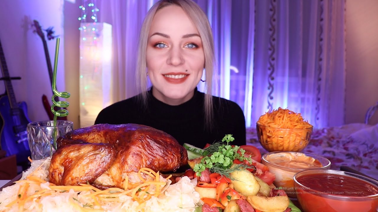 MUKBANG | Курица гриль, салаты, овощи | Grilled chicken, salads, vegetables не ASMR
