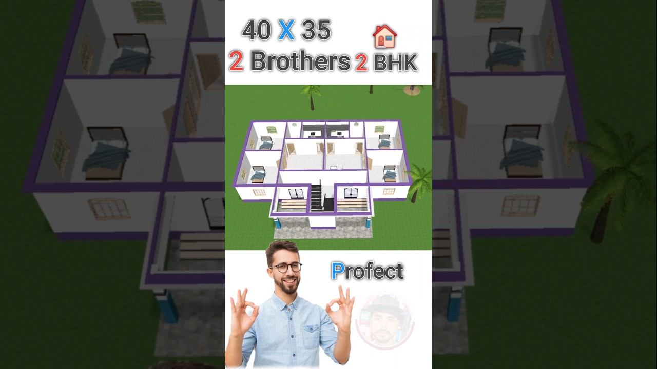 40 by 35 do bhaiyo ke liye best house plan 🏠 #erarman #home #houseplans #house #ownhouse