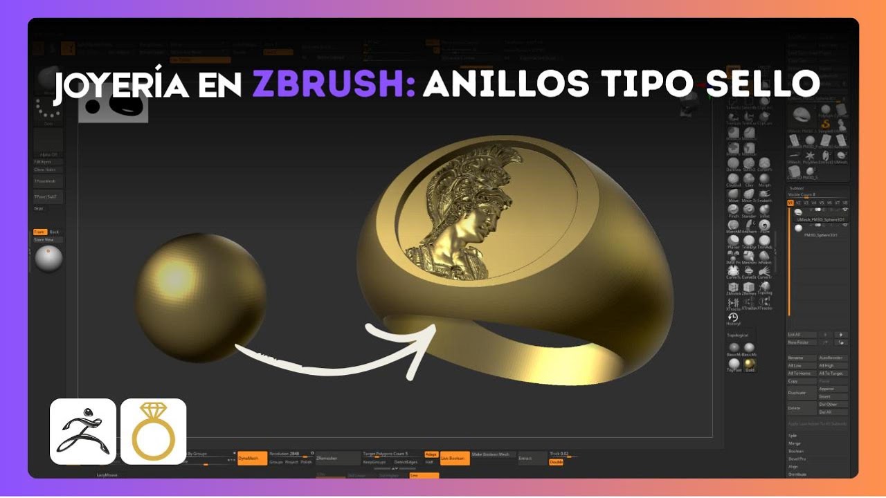Anillo Sello en ZBrush (Joyería 3D)