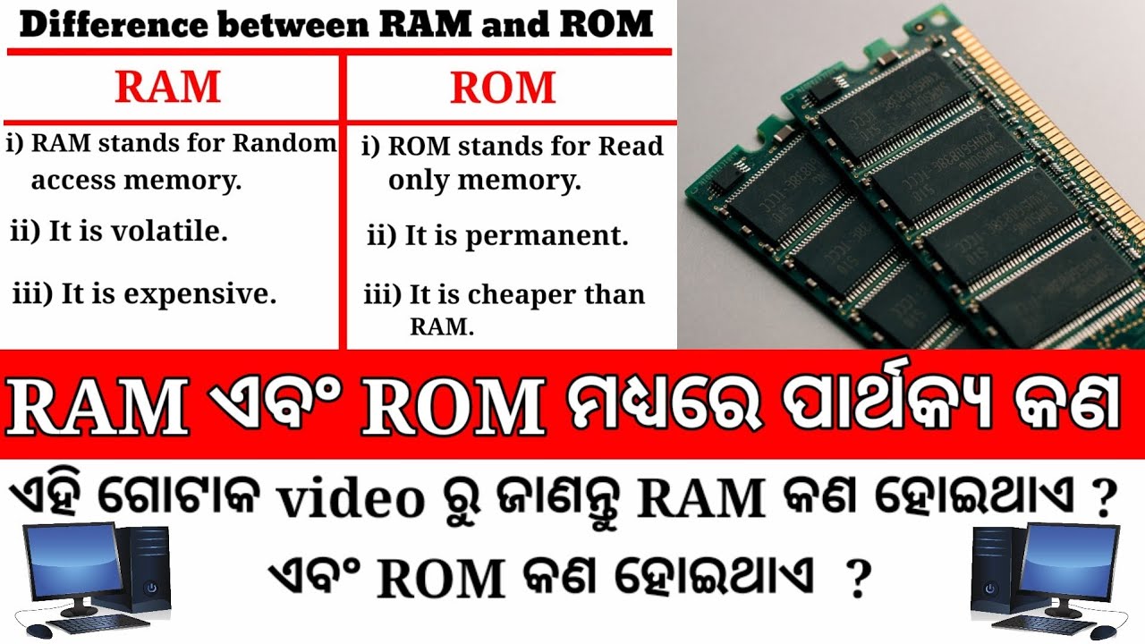 Difference between RAM and ROM in Odia | What is RAM in Odia | What is ROM in Odia | Basics Computer