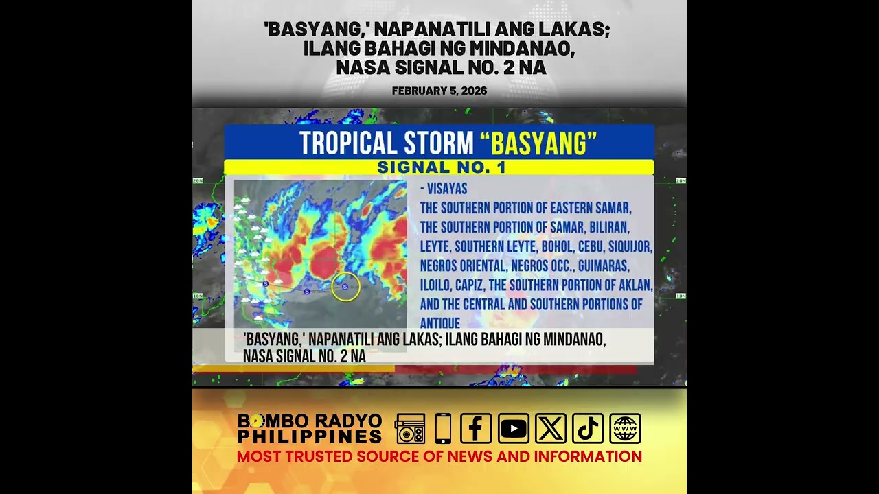 'Basyang,' napanatili ang lakas; ilang bahagi ng Mindanao, nasa signal no. 2 na | Bombo Radyo