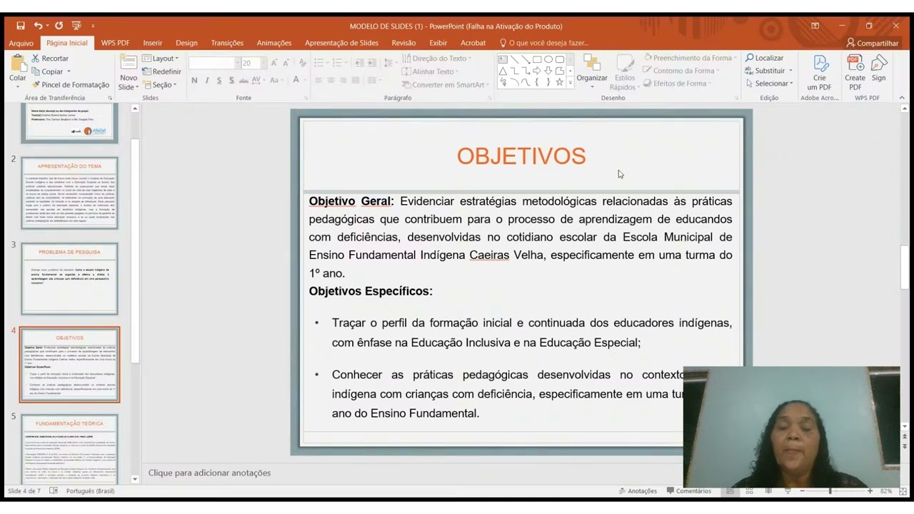 APRESENTAÇÃO DO TRABALHO DE CONCLUSÃO DE CURSO  CRISTINA OLIVEIRA1