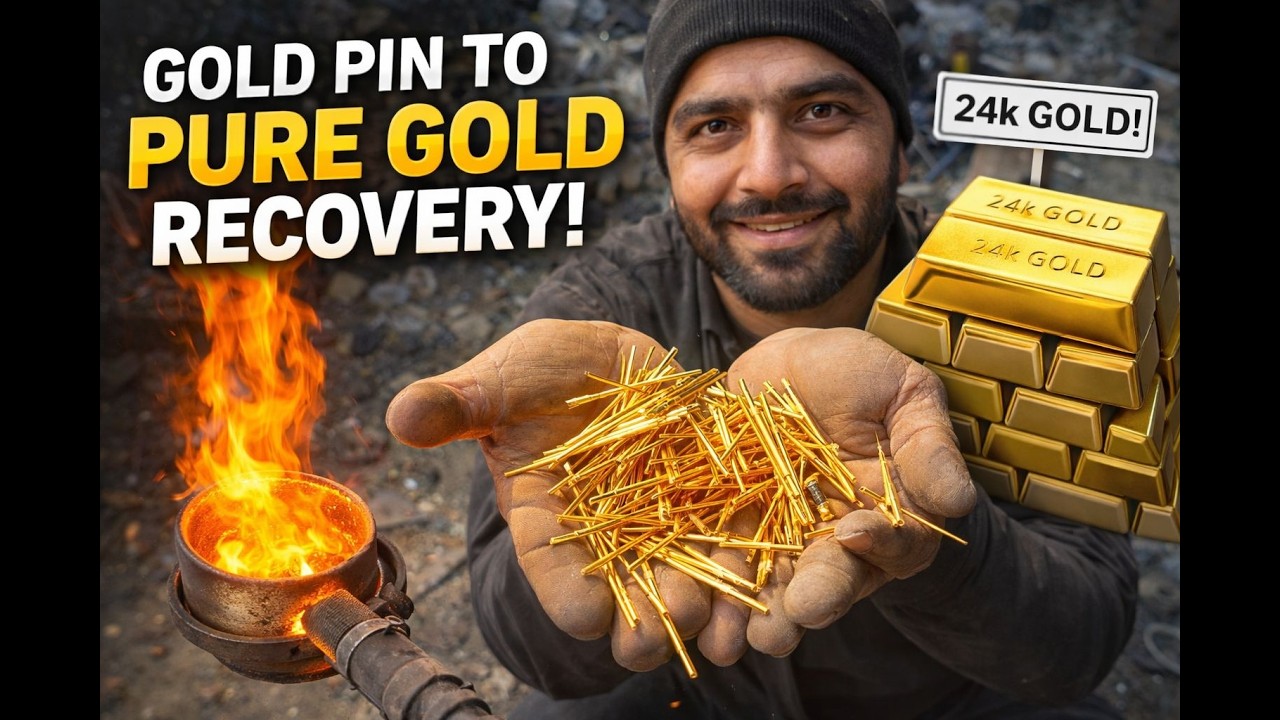 Gold Pins to 24K Pure Gold Recovery 🔥 Amazing Gold Extraction Process | Full Melting Result!
