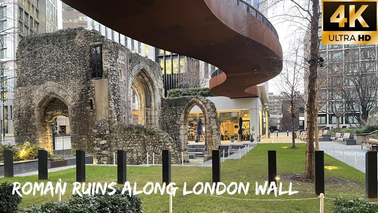 Roman Ruin's Along London Wall | City Of London Walk With Incredible Views!!! January 2022 [4K]
