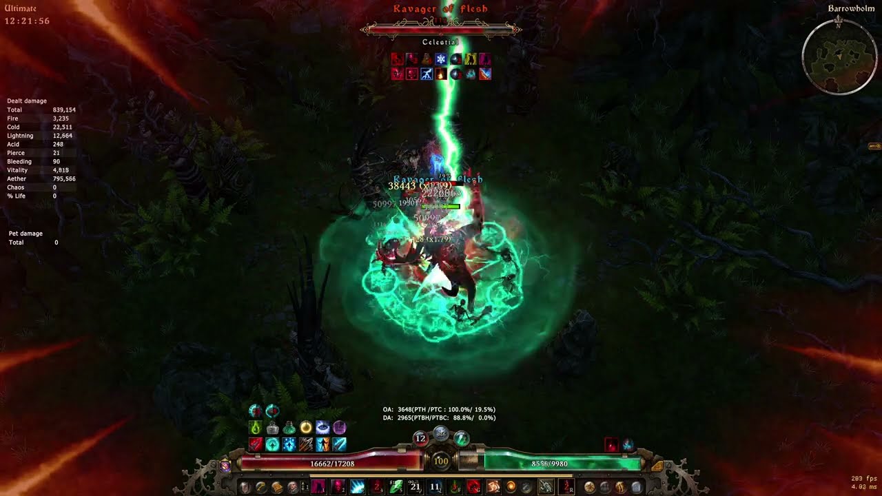 Grim Dawn 1.2.1.6(pt.v5) - Clairvoyant's Warlock (Doom Bolt focus) - Ravager of Flesh