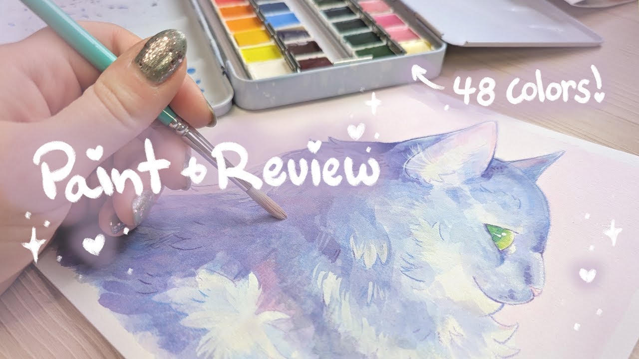Painting my cat with watercolors! MeiLiang 48 watercolor paint set impressions ★