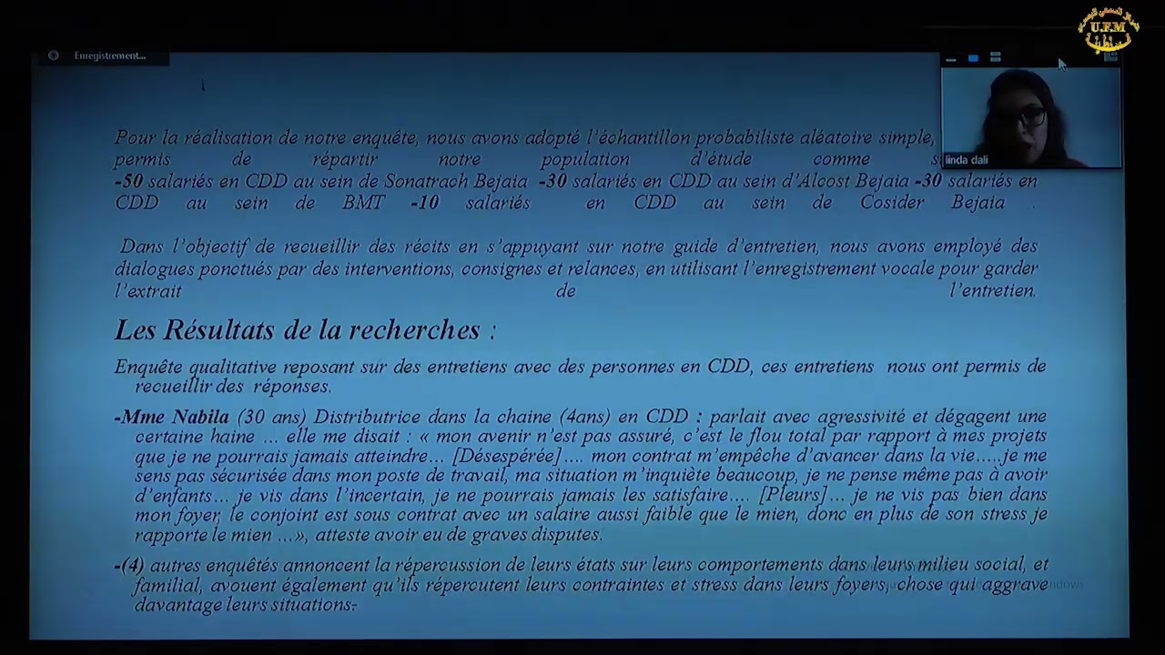 Les Conditions socioprofessionnelles et état de santé des salaries en contrat a durée déterminée