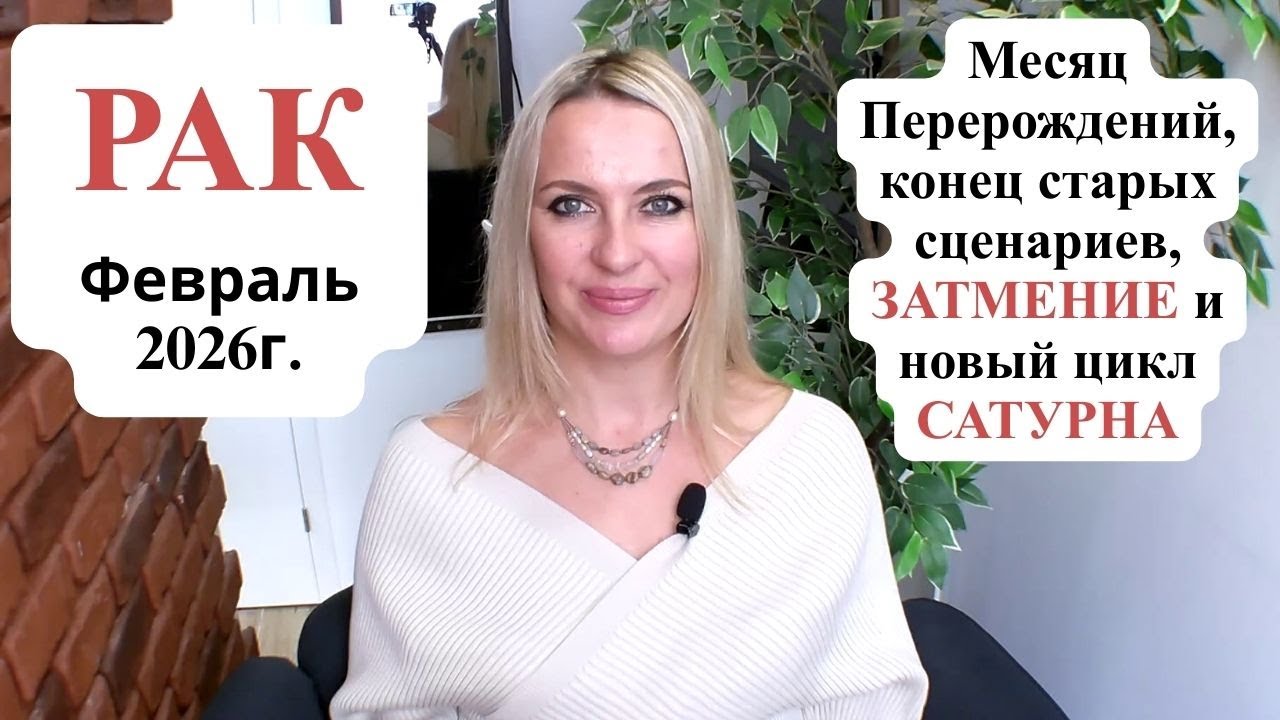 РАК - Февраль 2026г. Месяц Перерождений, конец старых сценариев, ЗАТМЕНИЕ и новый цикл САТУРНА...