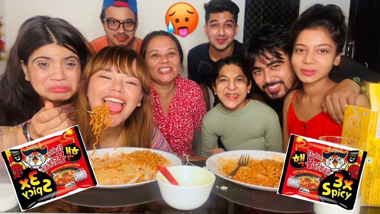 3X Spicy Ramen Noodles Challenge | Family Edition  | Rowhi Rai