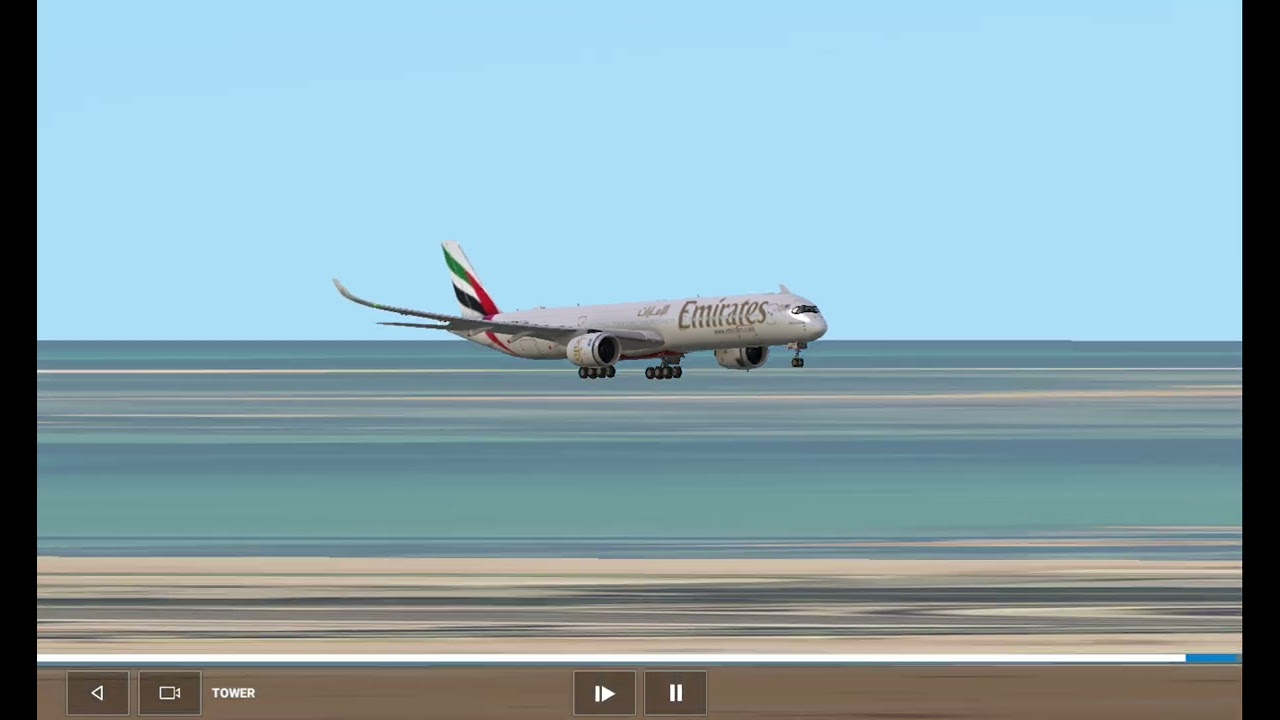 ✈️ Emirates A350-1000 GO-AROUND at Abu Dhabi | Tower View Landing | Real Flight Simulator