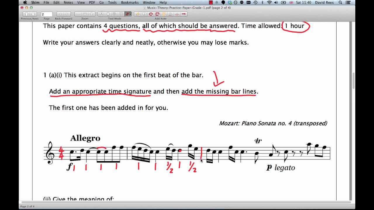 ABRSM Music Theory Grade 1 - Question 1 Practice - Extract Analysis