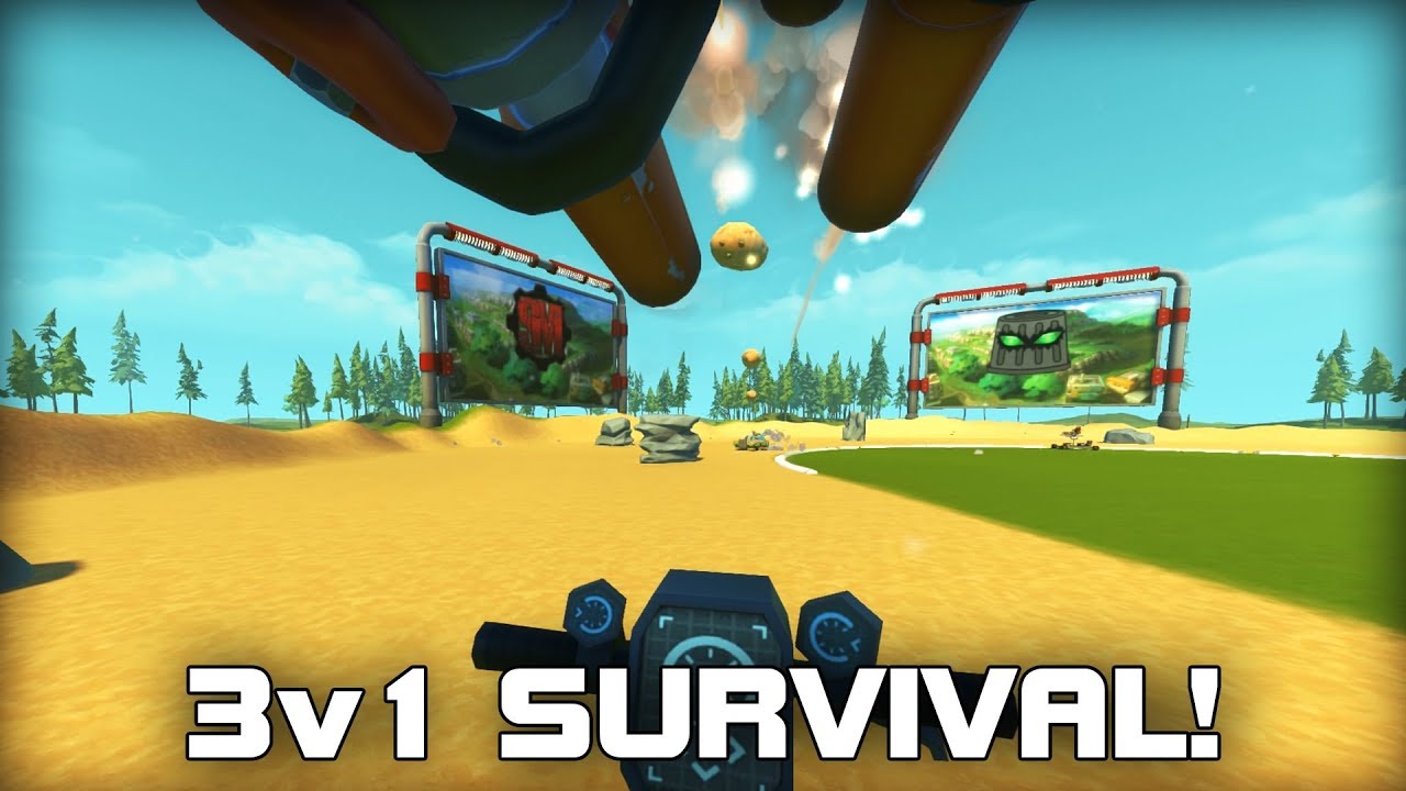 Multiplayer 3v1 Spud Gun Survival Challenge! (Scrap Mechanic #284)
