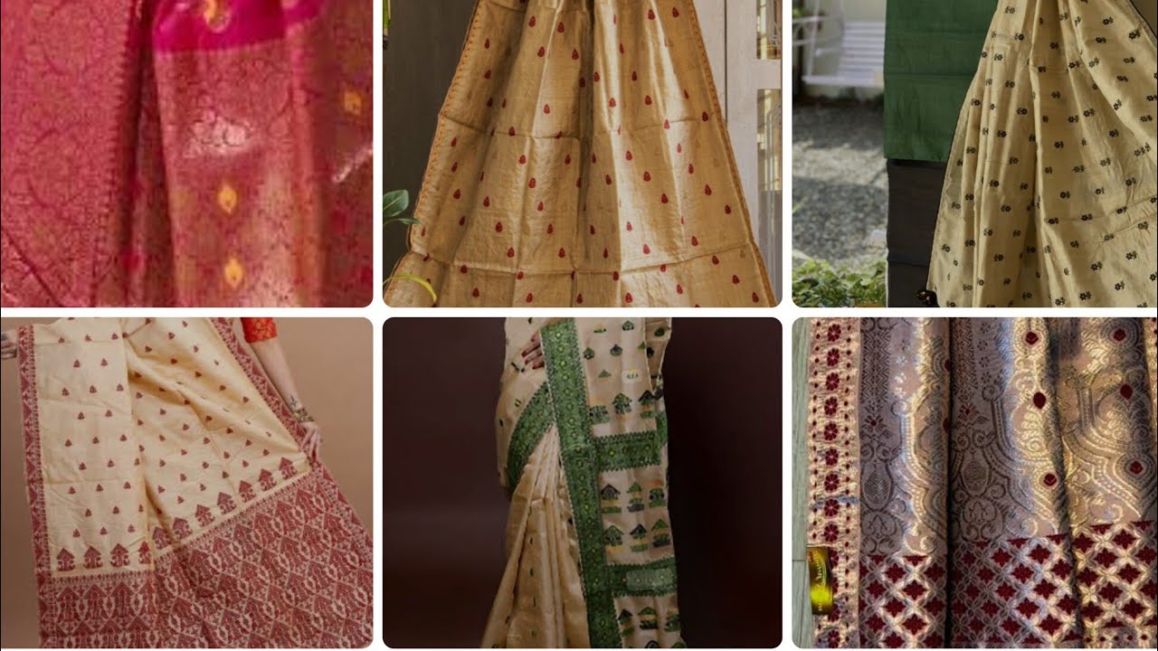 Assamese saree collection // muga silk sari // @Perbinsultana-s