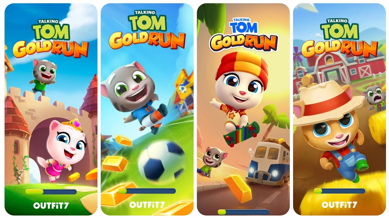 Talking Tom Gold Run Ancient World Update vs Football Update vs Skate Update vs Gingers Farm Update