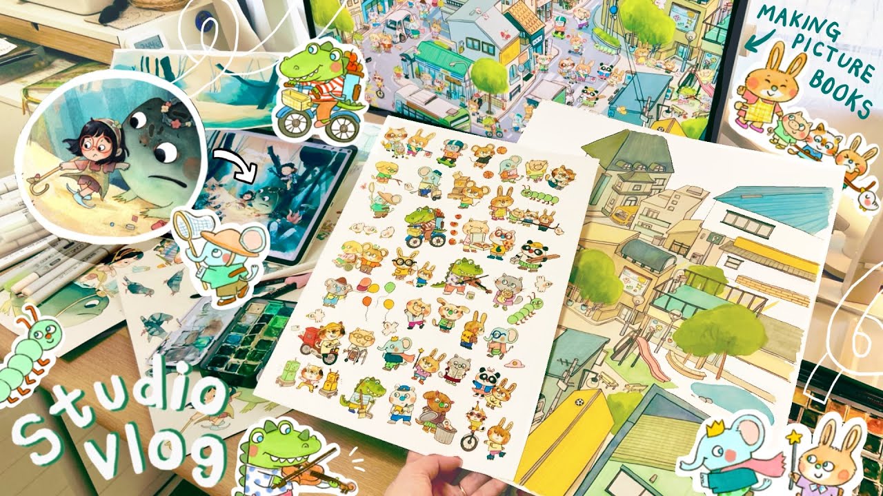 ☆STUDIO VLOG 033☆ Illustrator's Life in 🇯🇵 Children's Book Detailed City Painting, Gouache Forest