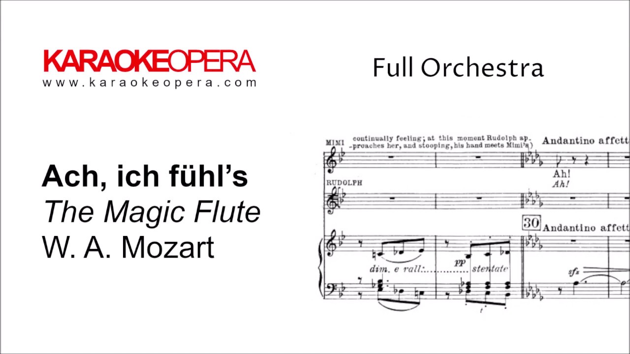 Karaoke Opera: Ach Ich Fühls - Die Zauberflöte (Mozart) Orchestra only with printed music