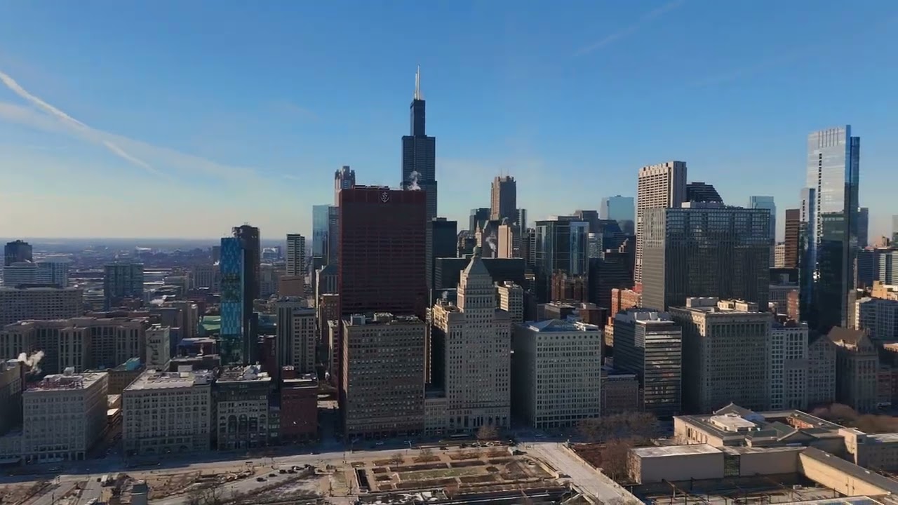Chicago Frozen in Time | Winter Drone Flight from Lake Michigan to Downtown