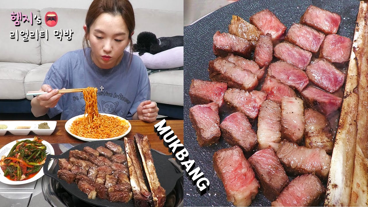 리얼먹방:) 우대갈비 & 불닭볶음면🔥 ★ ft. 파김치 ㅣGrilled Beef Ribs & Buldak NoodleㅣREAL SOUNDㅣASMR MUKBANGㅣ