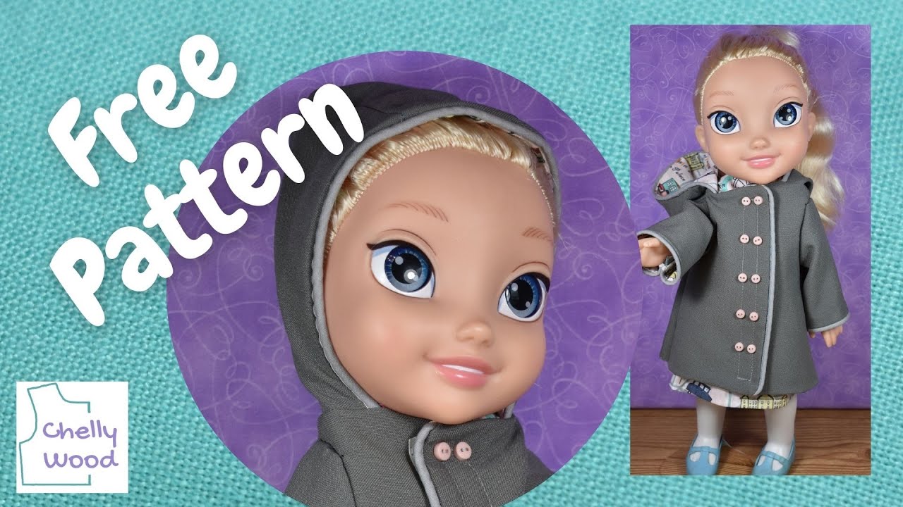 Free Doll Clothes Patterns: How to Sew a Raincoat with Hood for Disney Toddler Doll #Sewing #Disney