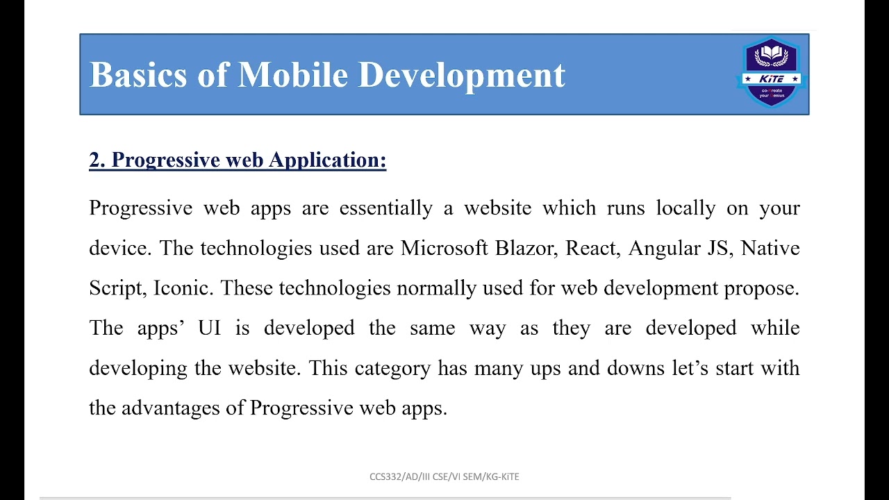 Basics of Web and Mobile application development