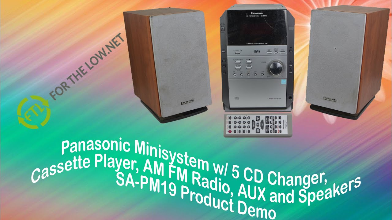 Panasonic Mini System 5 Disc CD Player, Cassette Player/Recorder, AM/FM Radio, Aux and Speakers Demo