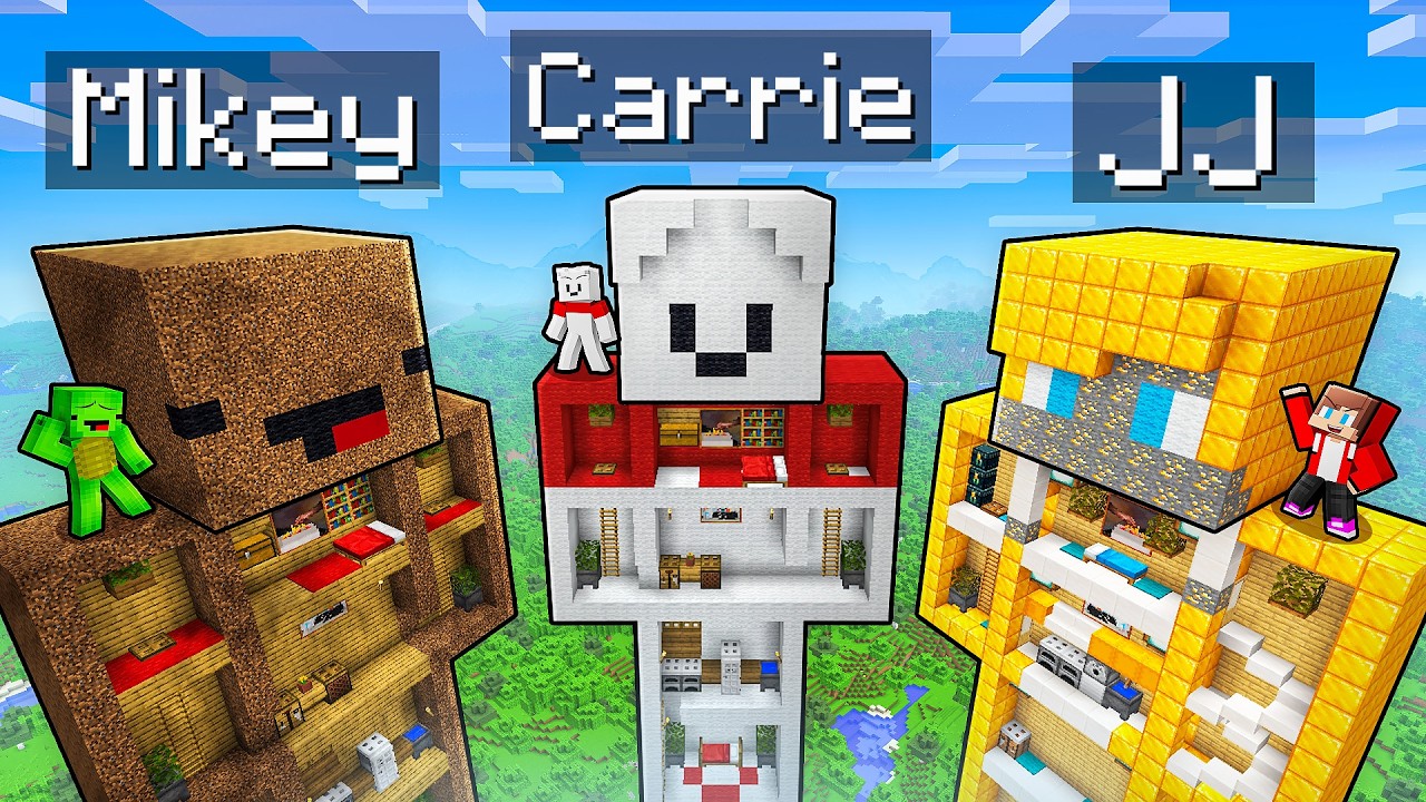 JJ vs Mikey vs Carrie: STATUE BATTLE in Minecraft - Maizen