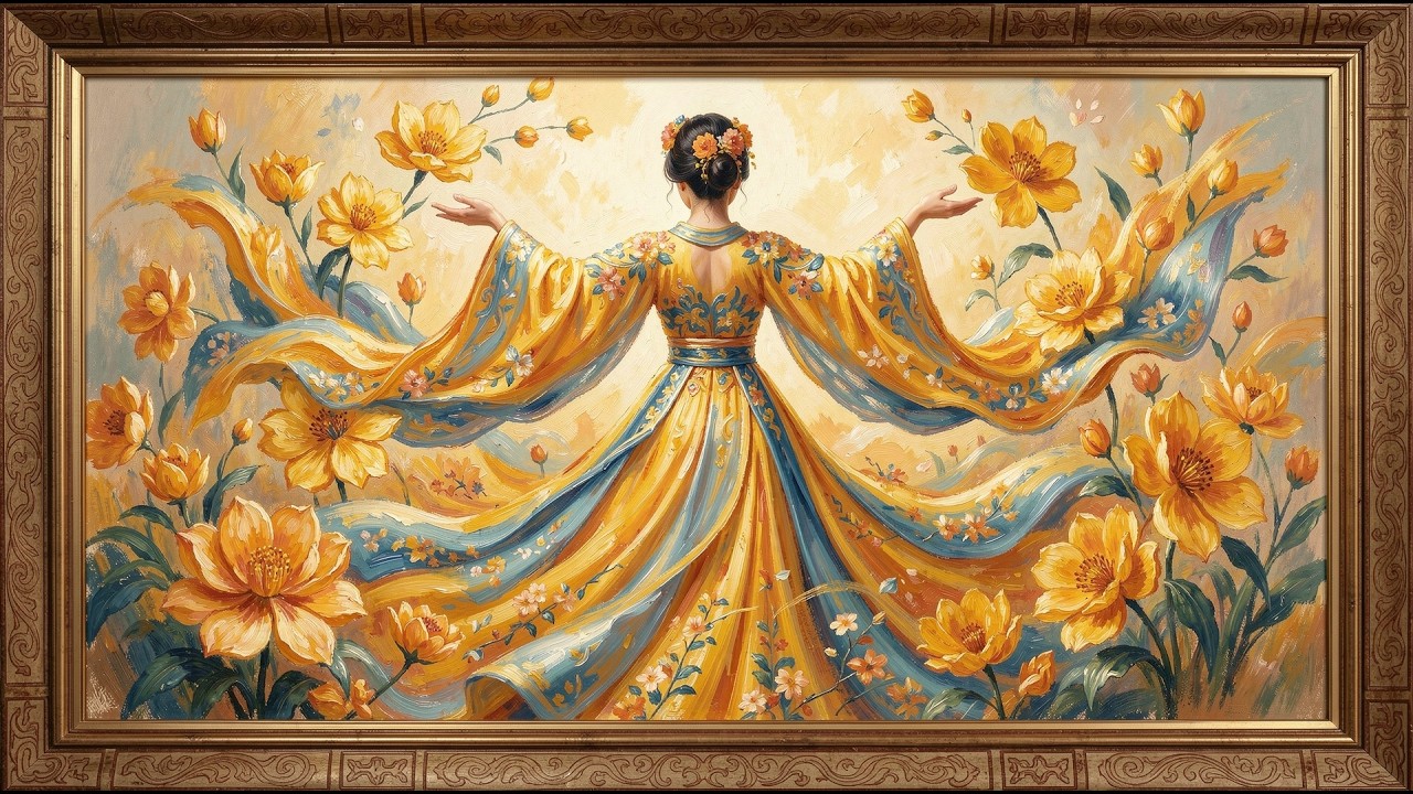 hanfu figure painting, warm impressionist oil | frame tv art 4k with music