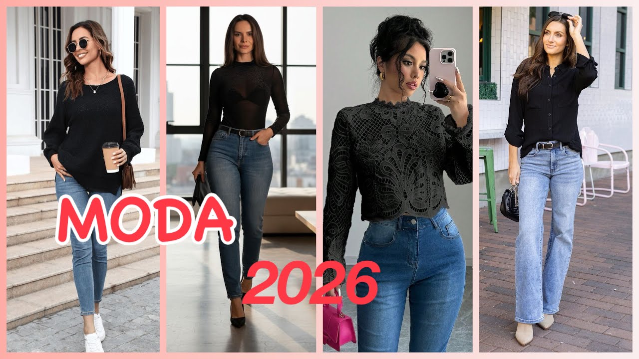 OUTFITS JEANS Y BLUSAS NEGRAS CASUALES Y FORMALES 2026chicas con Estilo