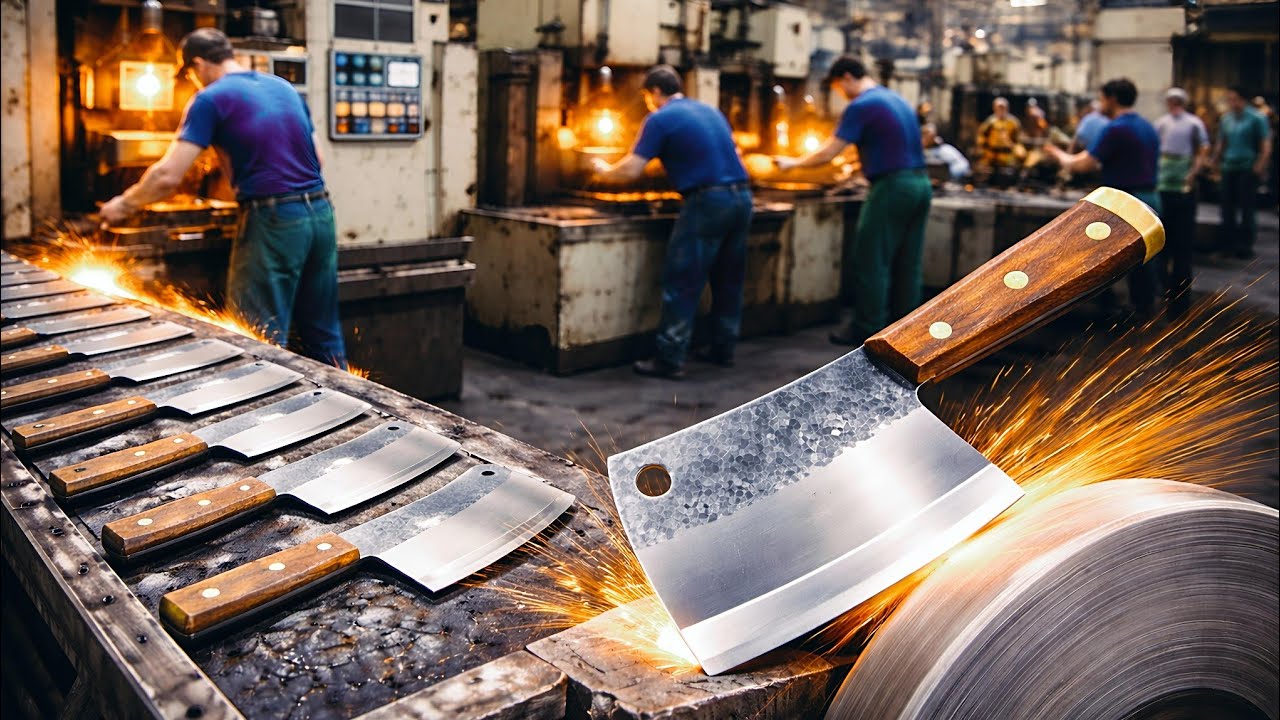 Incredible Manufacturing of Butcher Meat Cleaver knife | Factory Mass Production 