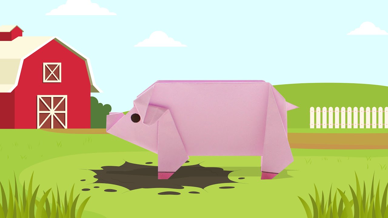 Easy Origami Pig - DIY paper crafts for kids