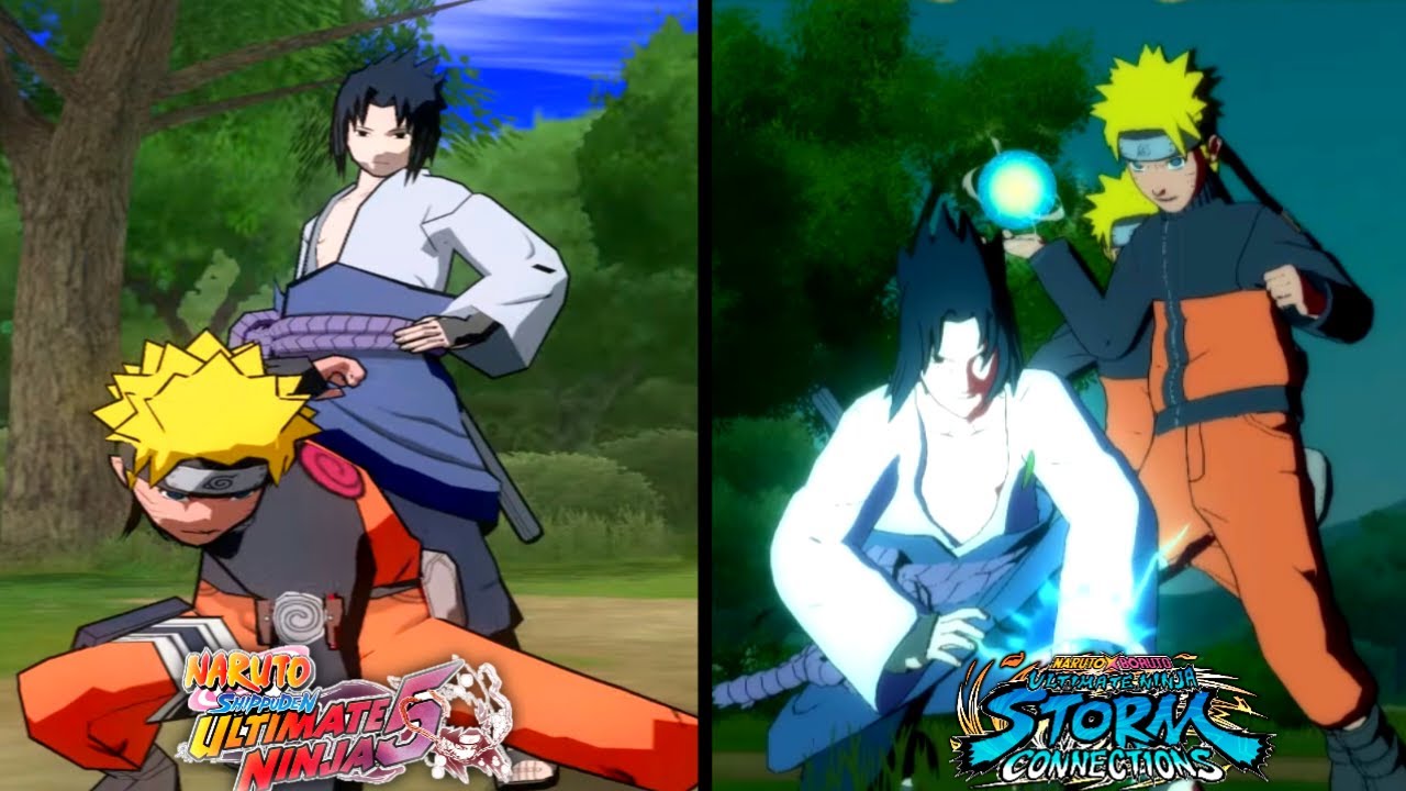 Team 7 Naruto Storm Connection VS Team 7 Naruto Ultimate Ninja 5 - Jutsu & Ultimate Jutsu Comparison