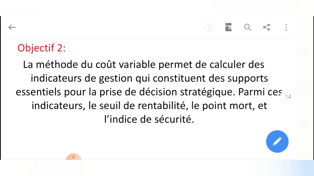 Comptabilité analytique : seuil de rentabilité, coût variable part 2