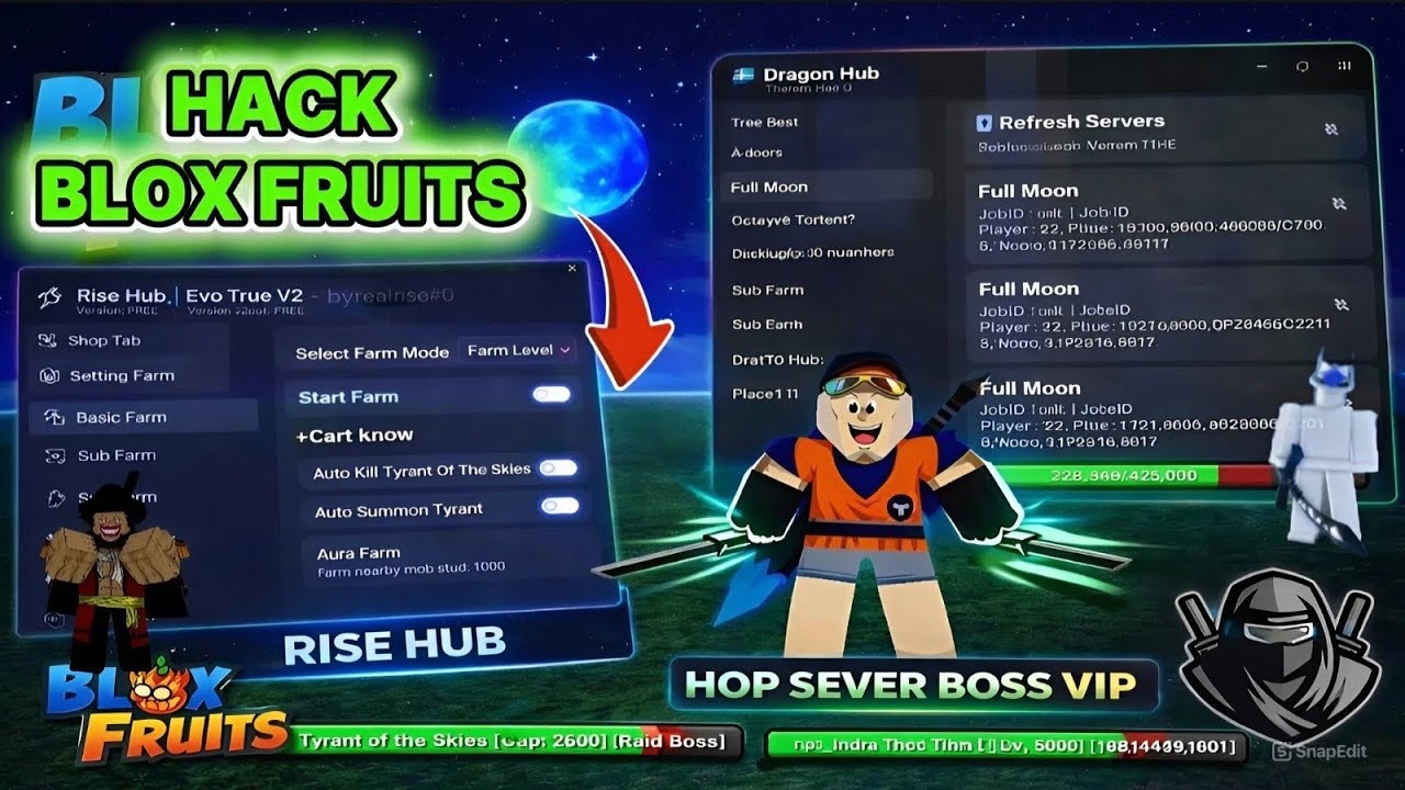 Cách Hack Blox Fruits Script Rise V2 Đánh Siêu Lẹ Full Chức Năng, Script Hop Sever boss 3 giây !!