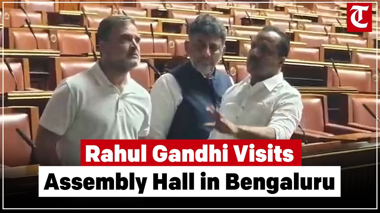 Rahul Gandhi visits Karnataka Assembly as DK Shivakumar shows him Assembly Hall in Bengaluru
