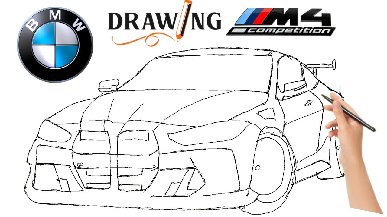 🔥BMW M4 🔥 competition drawing Easy tutorial ||outline sketch 