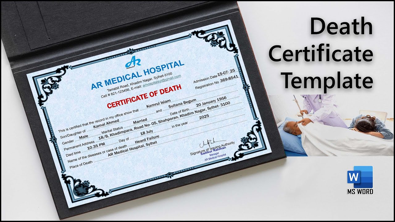 MS Word: How To Make Medical Death Certificate English  | Death Certificate by Doctor in Hospital AR