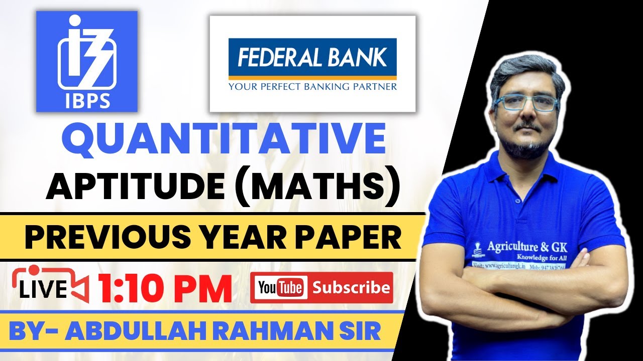 Federal Bank Recruitment 2022|Federal Bank Previous Year Paper - Numerical Ability|IBPS AFO 2022-23