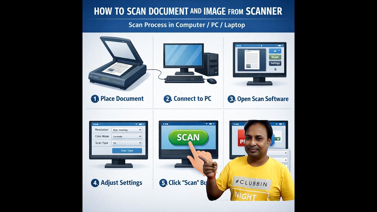 How to Scan Document and Image from Scaner.Scan process in Computer/ PC/Laptop. BANGLA