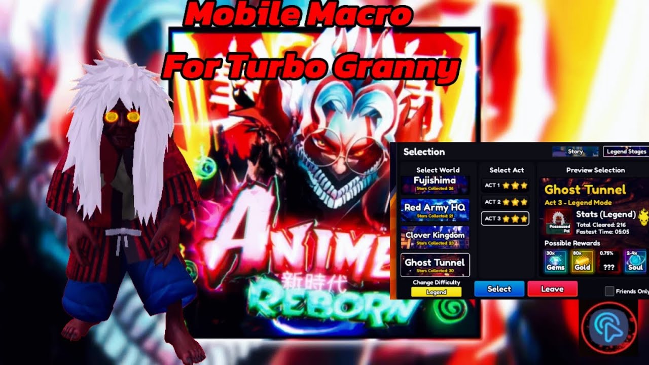 How To AFK Macro Turbo Granny On Mobile in Anime Reborn !