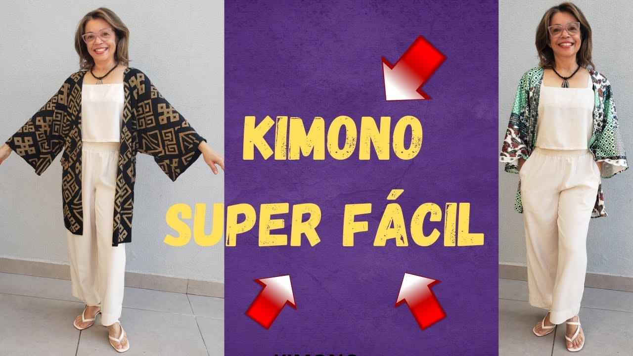 KIMONO SUPER FACIL!!! TAMANHO ÚNICO P M G #kimono #costuraparainiciante #costuracriativa #moldes