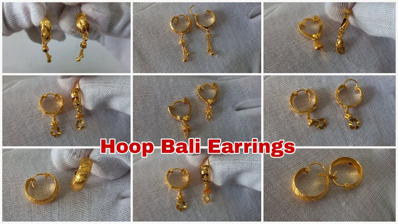 Light Weight Gold Hoop Earrings Designs With Price || Hoop Bali Earrings Collection