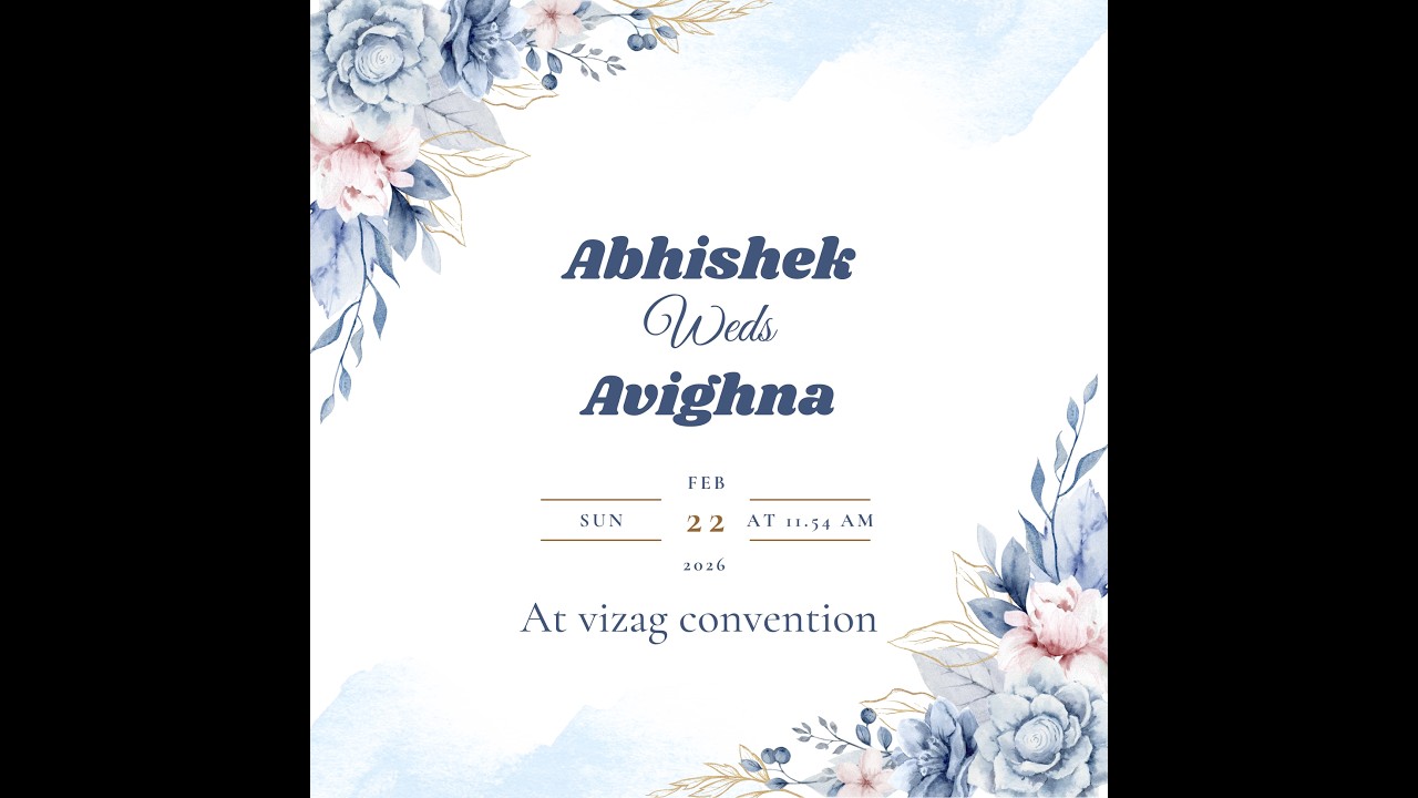 ABHISHEK WEDS AVIGHNA  MARRIAGE LIVE STREAM AT 8AM