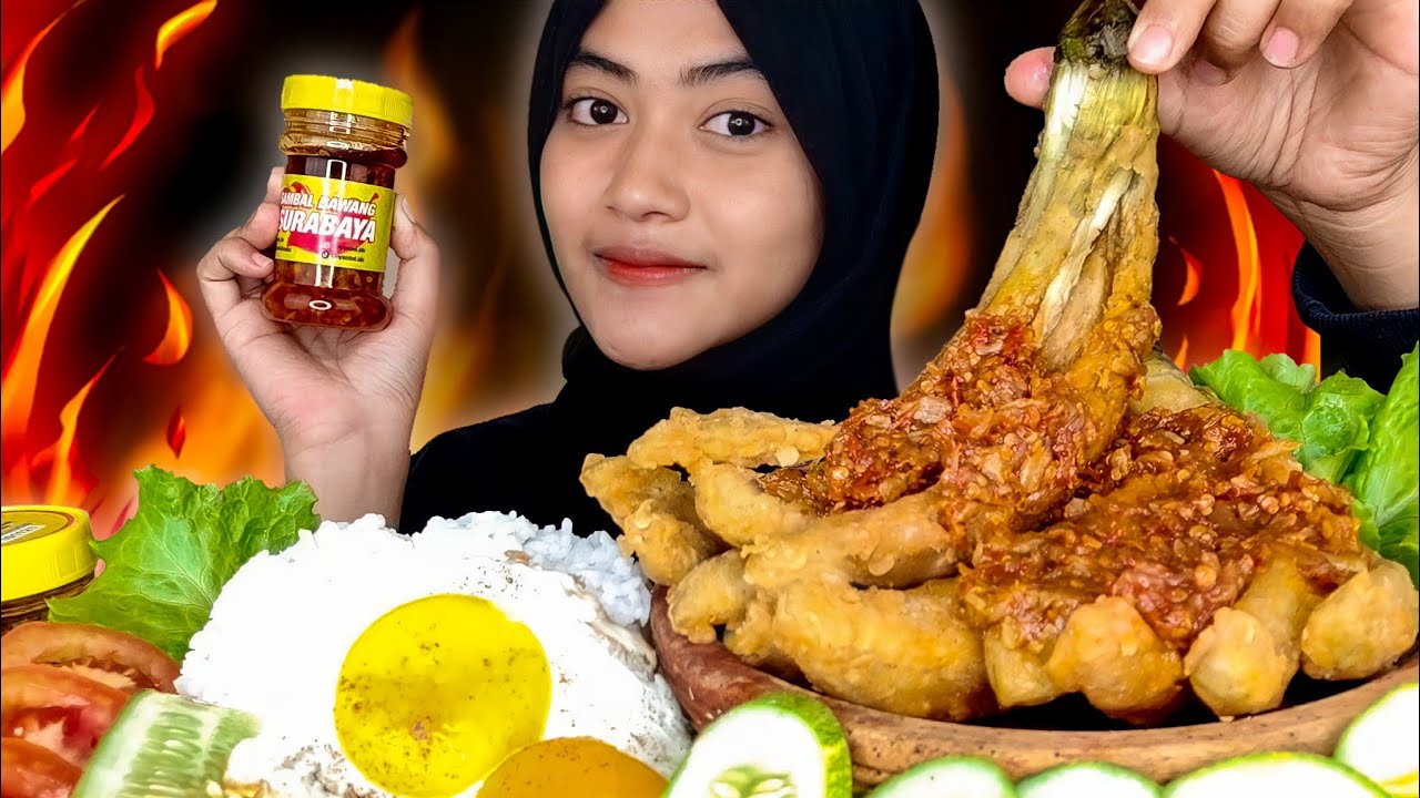 NYAMBELIDN NAMPOL‼️🔥 MUKBANG TERONG KRISPI UTUH VIRAL TIKTOK PAKE SAMBEL MGDALENAF | MUKBANG ASMR