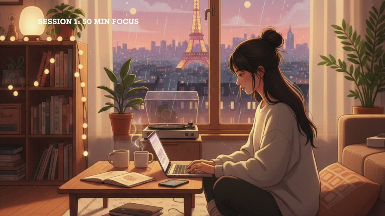 2-HOUR STUDY WITH ME on a Rainy Day 🌧️ | Pomodoro 50/10, Rain Sounds, Deep Work, Cozy Lofi Room