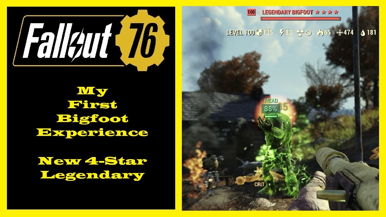 Мой первый опыт встречи с Бигфутом — Fallout 76. Новый легендарный 4-звездочный монстр.