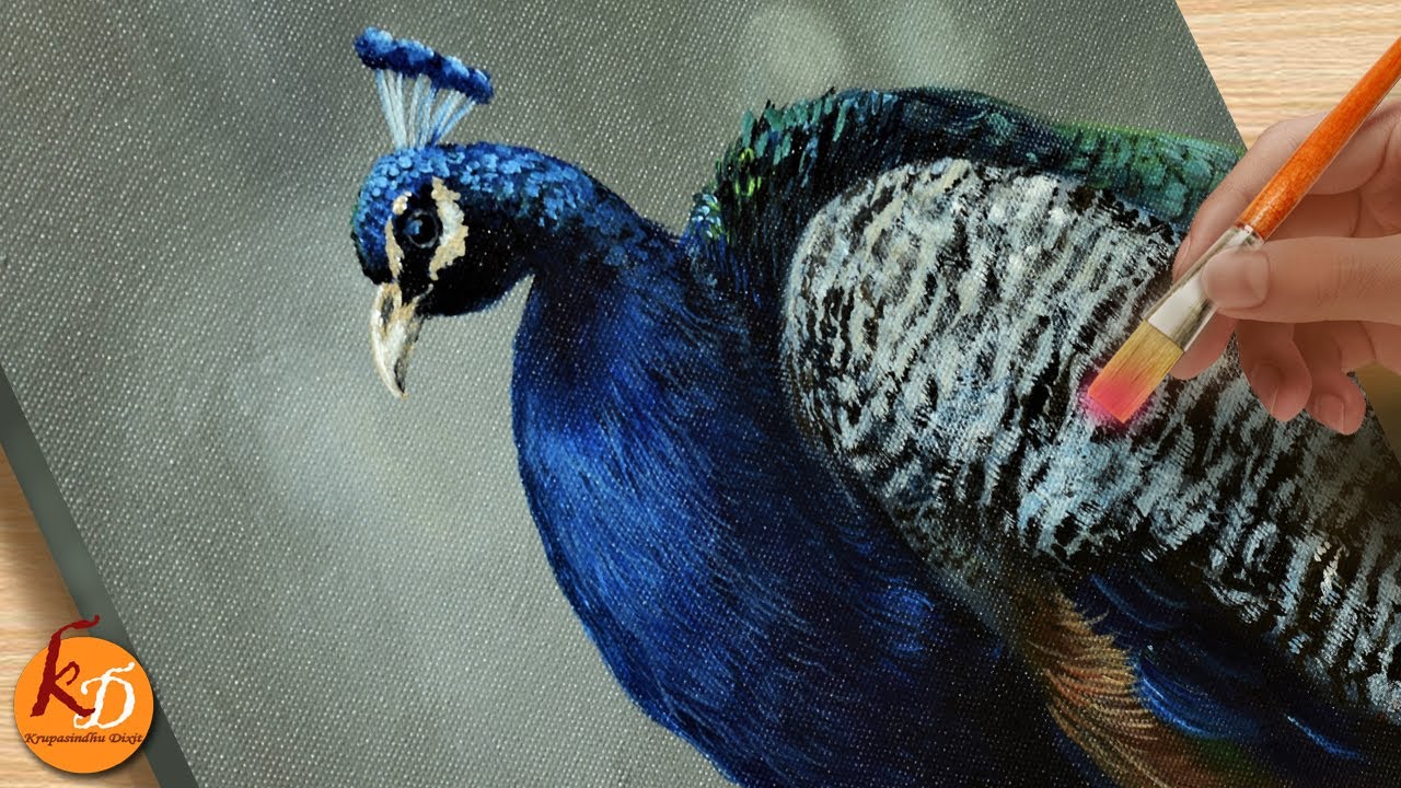Peacock Realistic Acrylic Painting 🦚| Episode #143