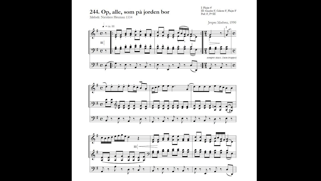 Jesper Madsen: Op, alle, som på jorden bor - orgelkoral